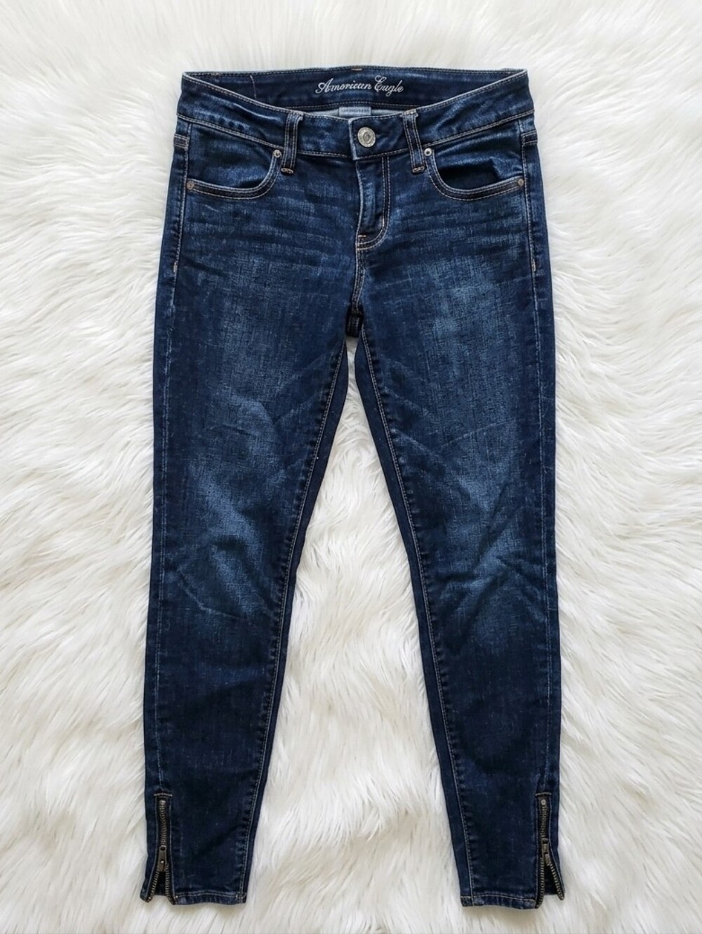 AMERICAN EAGLE super Stretch Jeggings With Side Zippers On Ankle Size 4 - Picture 2 of 11